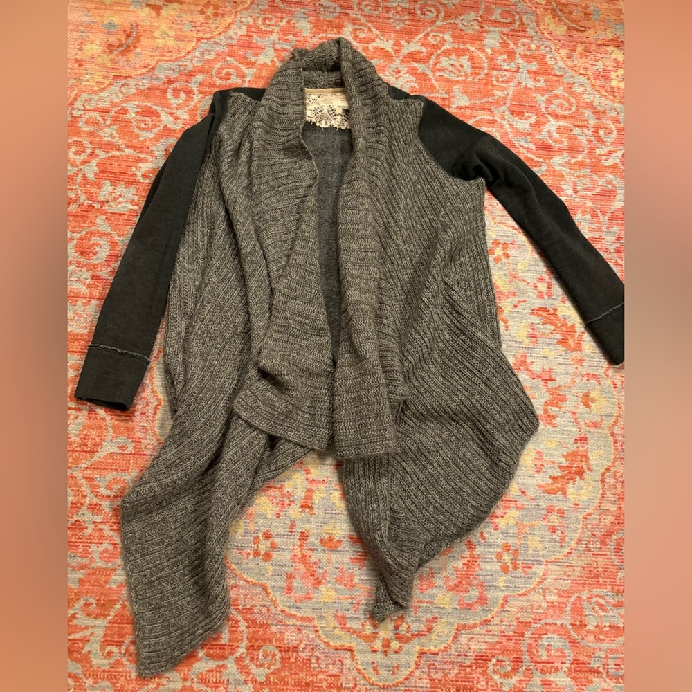 Anthropologie Saturday Sunday Green Waterfall Cardigan Large